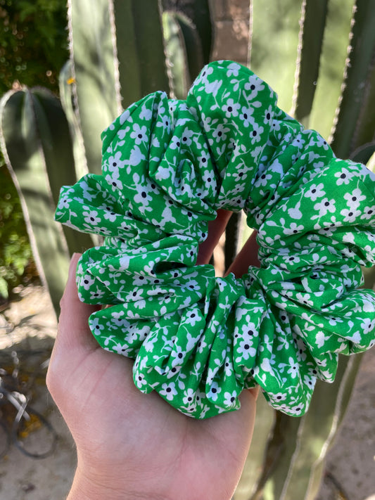 Floral Green Scrunchie