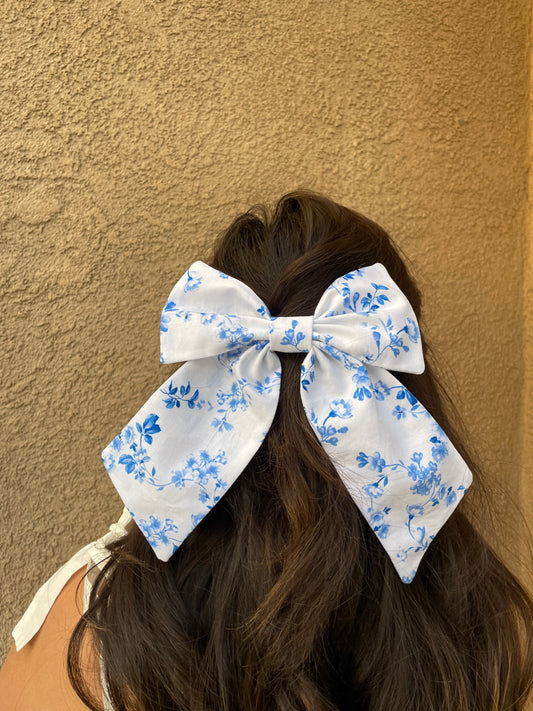 Floral Blue Bow